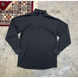 Vintage REI Quarter Zip Fleece Jacket 1/4 Zip Men's Large Black Made in USA Rare